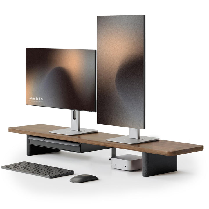 Fenge Monitorständer, 108cm, Massivholz-Fuss, für Laptop PC TV, Braun, Braun