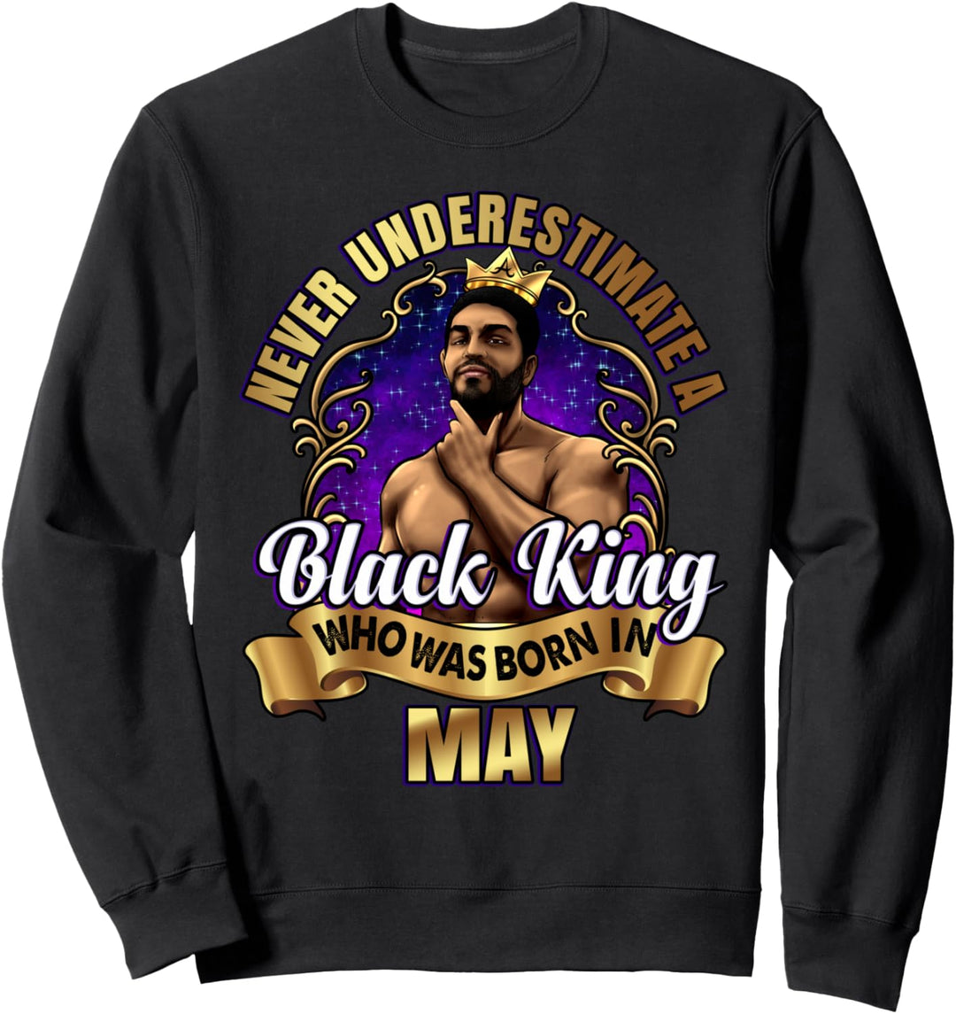 Black King Geburtstag May Beard Crown Ehemann Sohn Dad Sweatshirt
