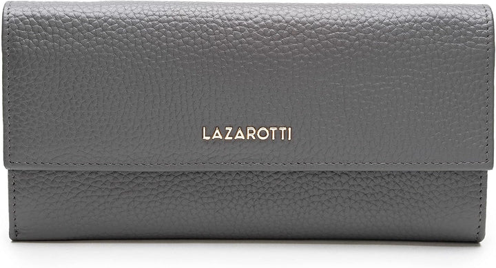 Lazarotti Bologna grosse Leder Geldbörse Damen | mit Druckknopf, grossem Reissverschlussfach, 12 Kar