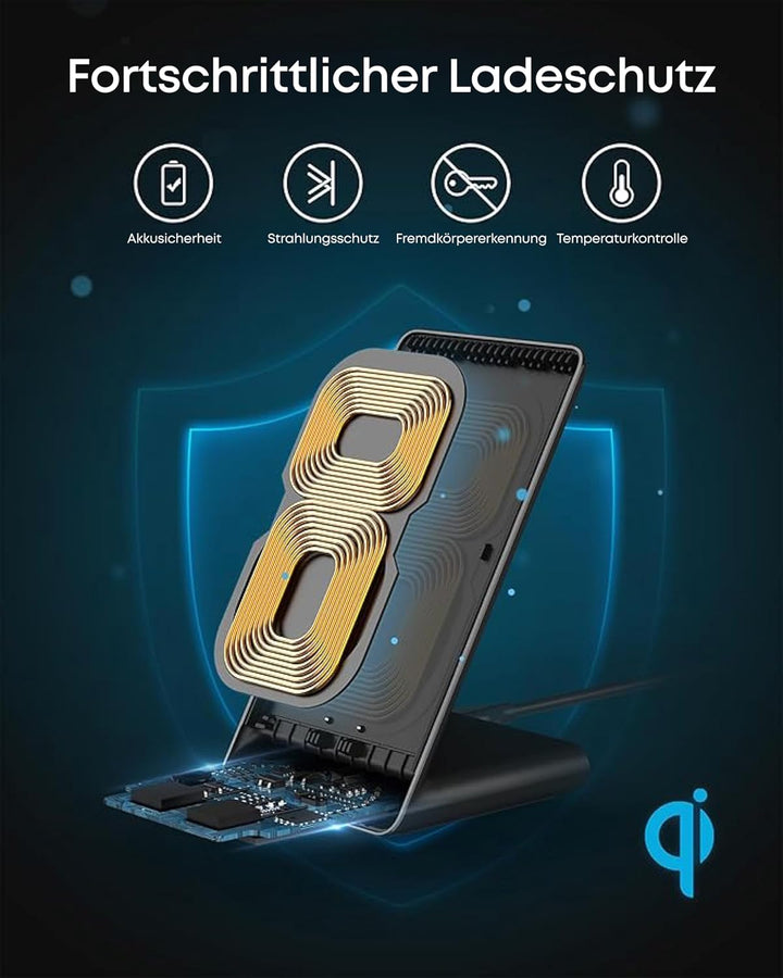 Anker 313 Induktive Ladestation, Qi-zertifiziert, Geeignet für iPhone 16 / 15 / 15 Pro / 15 Pro Max,