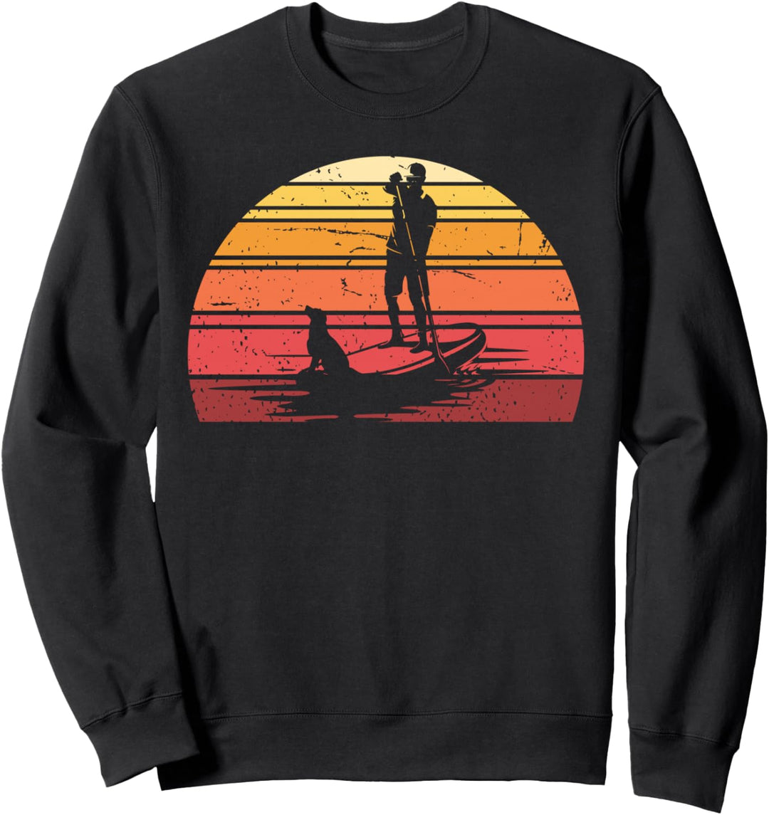 Paddelboarder Wassersport Paddel Retro Hund Stand Up Paddeln Sweatshirt