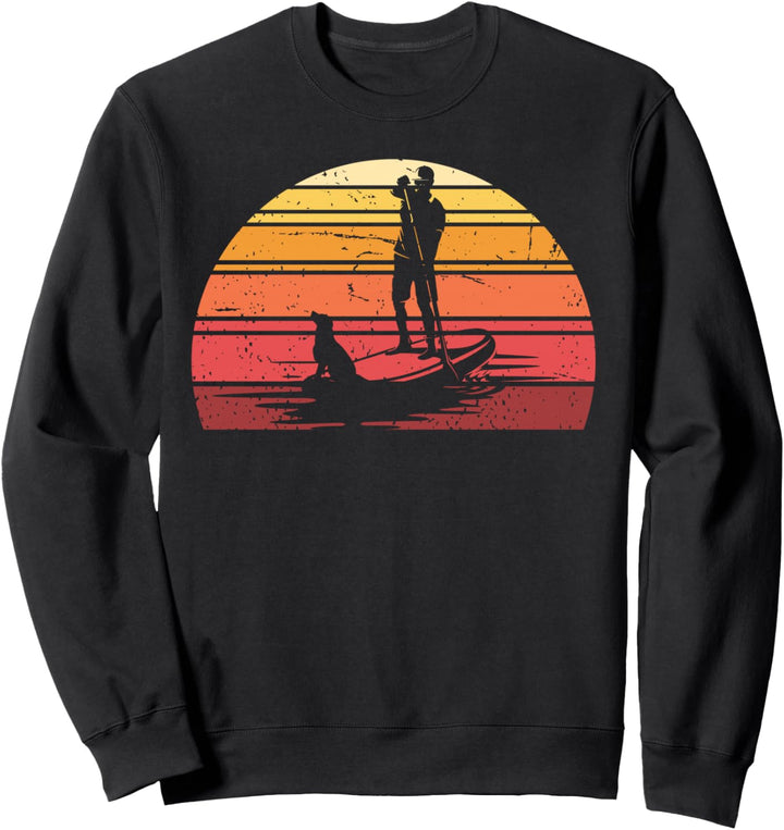 Paddelboarder Wassersport Paddel Retro Hund Stand Up Paddeln Sweatshirt