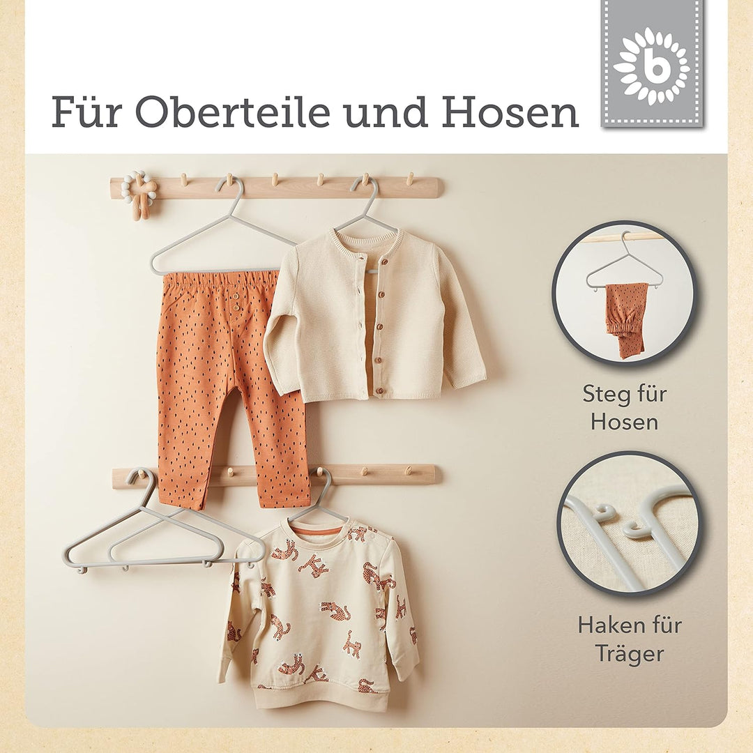 Bieco Kleiderbügel Kinder 32 St. Grau | Länge ca 30 cm | Baby Kleiderbügel | Kinder Kleiderbügel | B