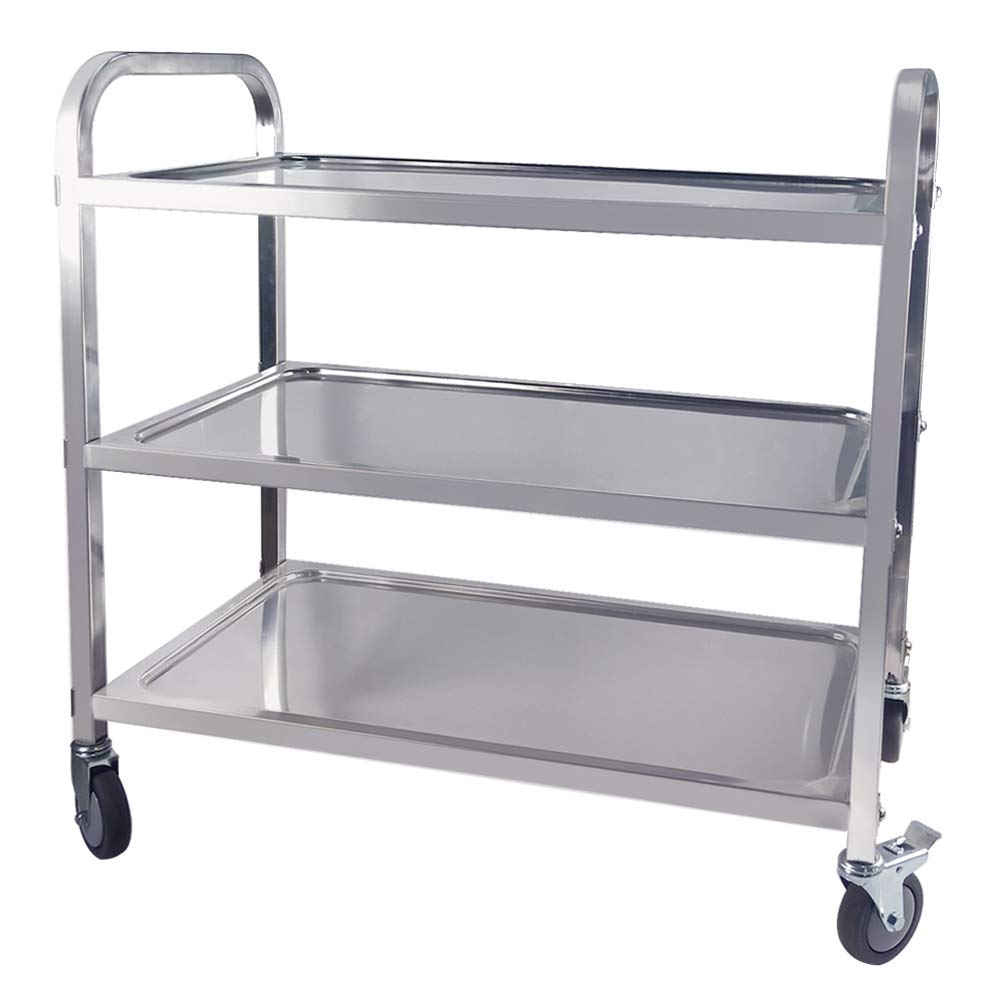 TAIMIKO Servierwagen aus Edelstahl, 3 Ablagen, mit Rollen, 4 Grössen zur Auswahl (85 x 45 x 90 cm) 8