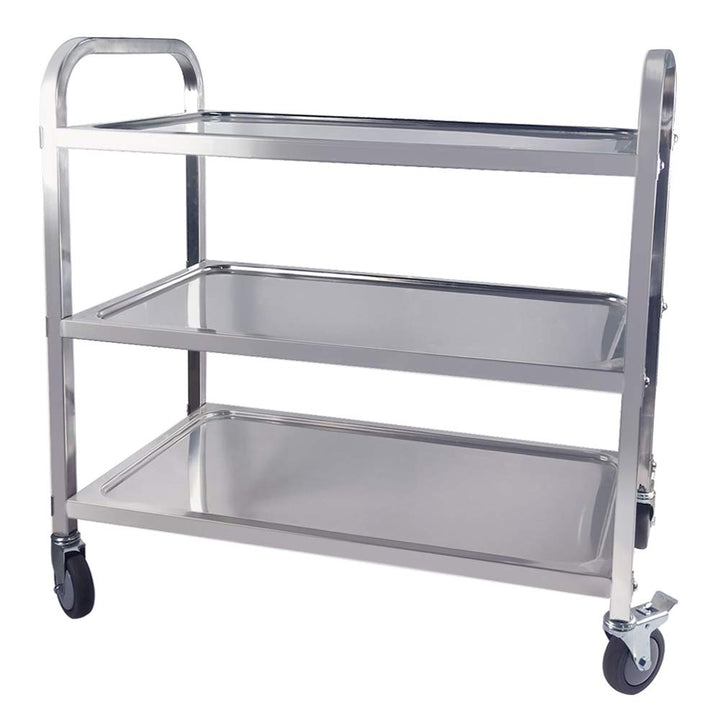 TAIMIKO Servierwagen aus Edelstahl, 3 Ablagen, mit Rollen, 4 Grössen zur Auswahl (85 x 45 x 90 cm) 8