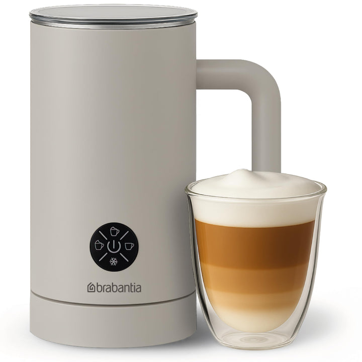Brabantia Elektrischer Milchaufschäumer, 500 Watt, 300 ml, 4-in-1, BPA-frei, Warm &amp; Kalt, 4 Stufen,