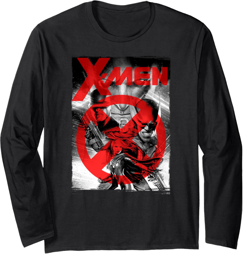 Marvel X-Men Wolverine Cyclops Cable Red Logo Langarmshirt