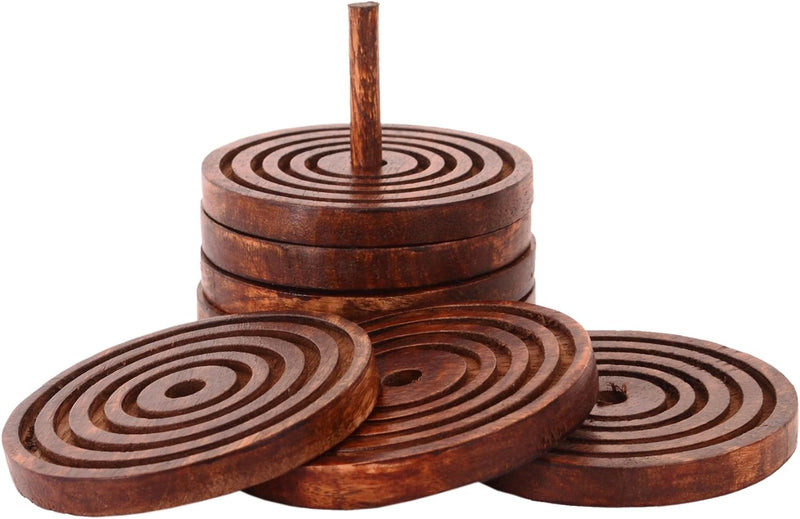 Purpledip Holzuntersetzer "Tower of Hanoi", einzigartiges Esszimmerzubehör, Geschenk zum Einzug (110