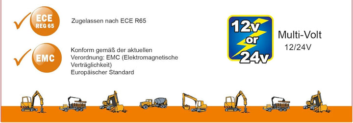 AdLuminis LED Rundumleuchte Orange Mit Aufschraubsockel, 12V und 24V Spannung, Blinkleuchte Warnleuc