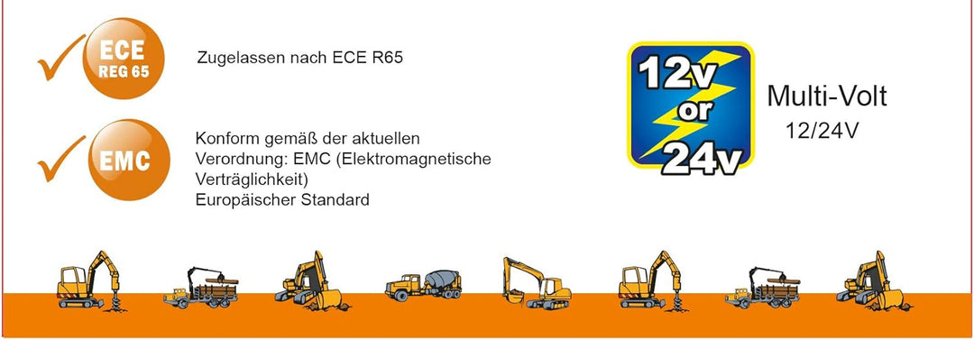 AdLuminis LED Rundumleuchte orange Verschiedene Ausführungen, für 12V und 24V Spannung, Blinkleuchte