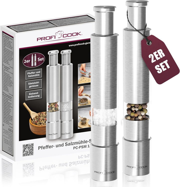 ProfiCook® Salz und Pfefferstreuer | Pfeffermühle | Salz und Pfeffermühle | 2er Set | Salzstreuer Ed
