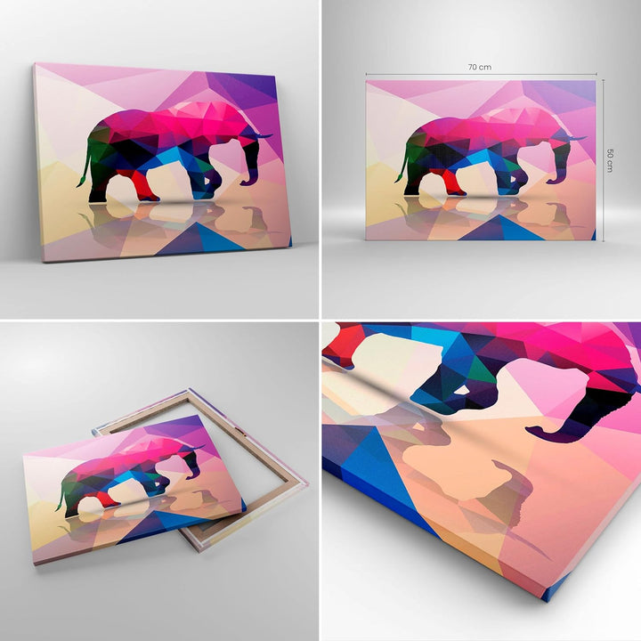 Bilder auf Leinwand Elefanten Illustration Bunt Leinwandbild 70x50cm Wandbilder Dekoration Wohnzimme