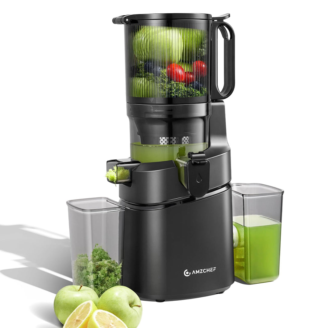 AMZCHEF 250W Automatischer All-In-One Entsafter, 145MM Öffnung und 1,8L entsafter für Gemüse und Obs