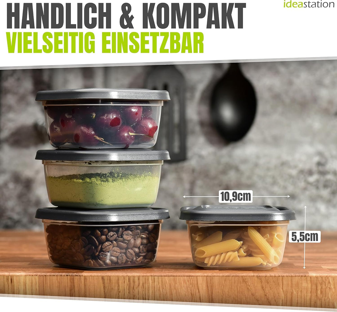 Gefrierdosen 300ml mit Deckel 12 Stück - anthrazit - stapelbare Dosen mit Deckel - kleine Frischhalt
