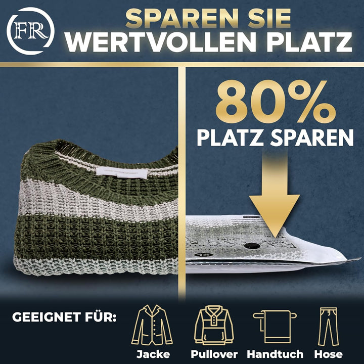 FiRiO® Vakuumbeutel für Kleidung I 6 STÜCK I Grösse L: 80x60cm I Vacuum Bags for Clothing I Staubsau