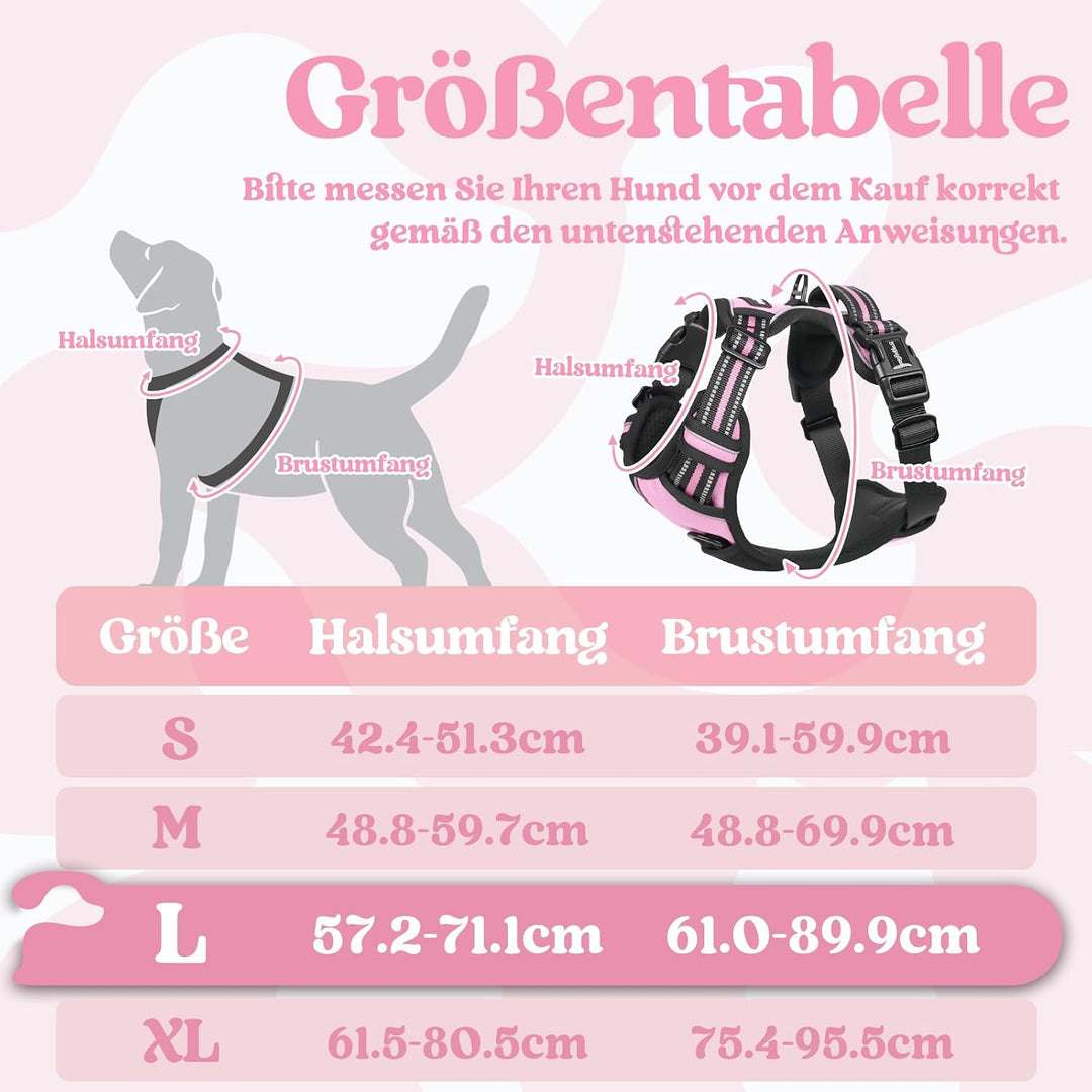 rabbitgoo Hundegeschirr Grosse Hunde, Verstellbare Geschirr Hund ohne Zug &amp; Würgen, Anti Zug Hundege