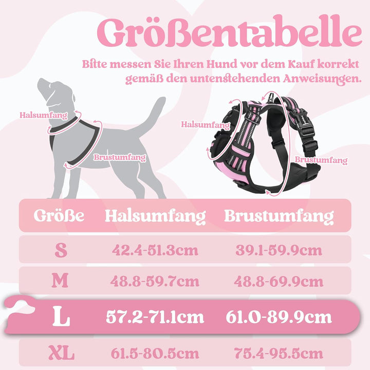 rabbitgoo Hundegeschirr Grosse Hunde, Verstellbare Geschirr Hund ohne Zug &amp; Würgen, Anti Zug Hundege