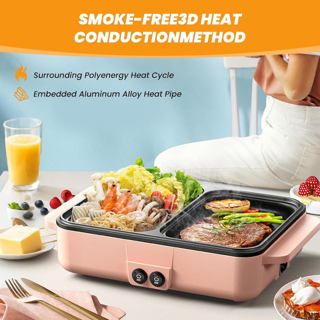Topyond 1200W Elektrischer Innengrill Tischgrill,Elektrisch Koreanischer Grill,Kontaktgrill,Grillpla