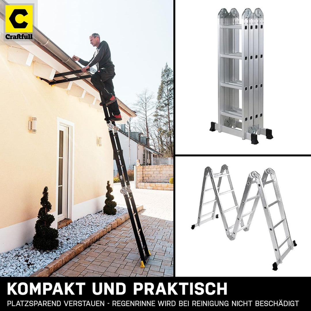 𝐂𝐑𝐀𝐅𝐓𝐅𝐔𝐋𝐋 Aluminium Mehrzweckleiter CF-104A | 𝟑 𝐉𝐀𝐇𝐑𝐄 𝐆𝐀𝐑𝐀𝐍𝐓𝐈𝐄 - 6in1 Multifunktionsleiter - 20 Spro