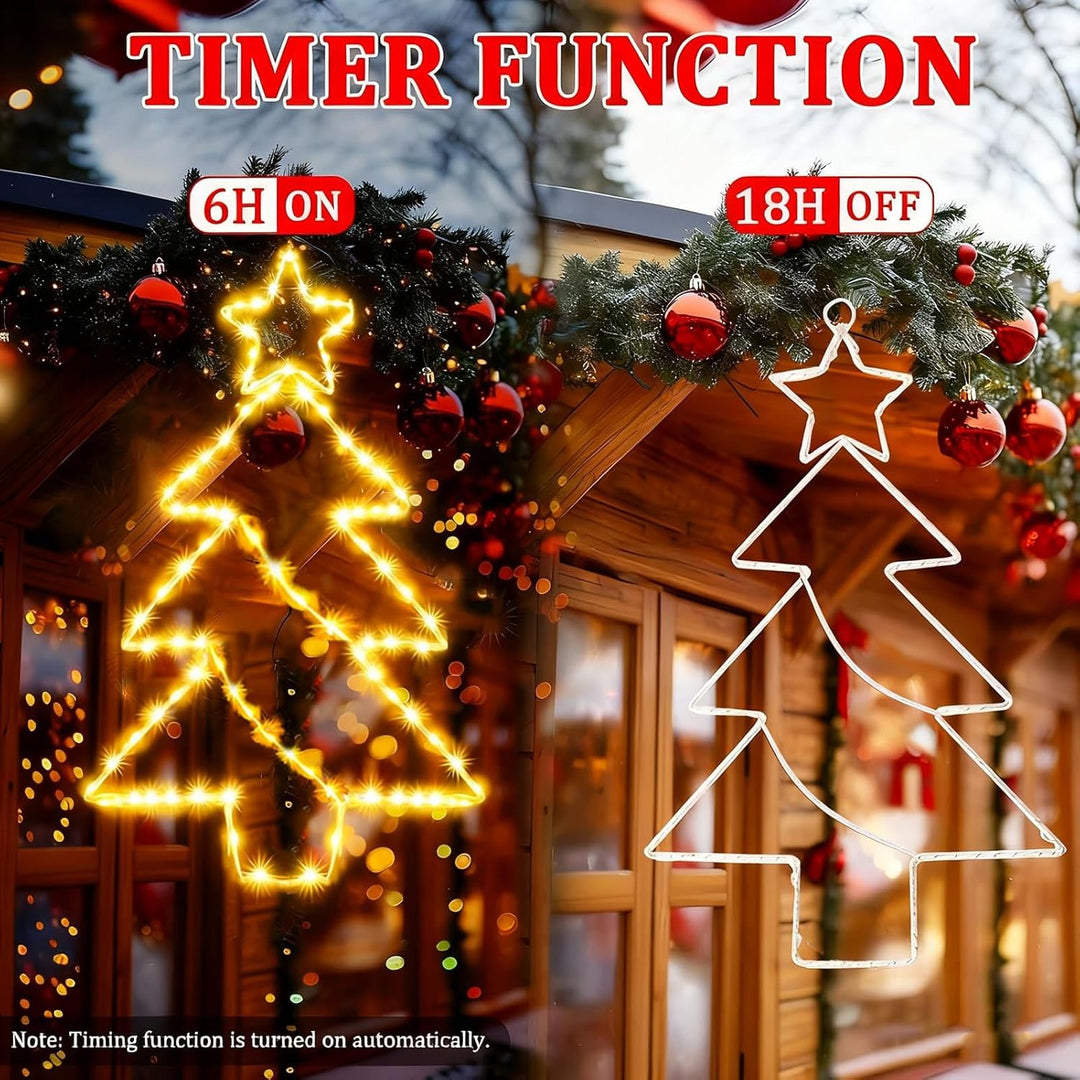 yowin Weihnachtsdeko Fenster 3 Stück 45 LED Weihnachtsbeleuchtung Batterie mit Timer, Fensterdeko We