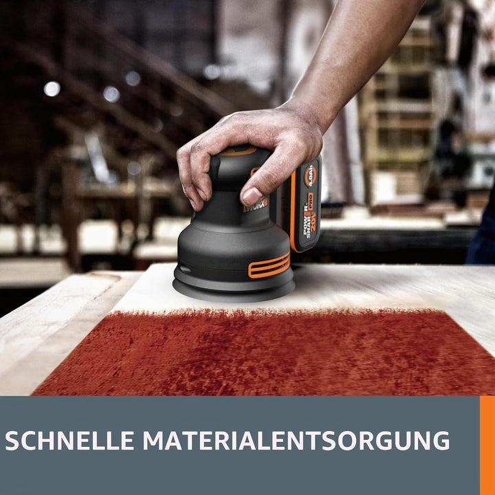 WORX NITRO WX823.9 20V 125mm Schleifscheibe Ideal für flache oder gekrümmte Oberflächen | Bürstenlos