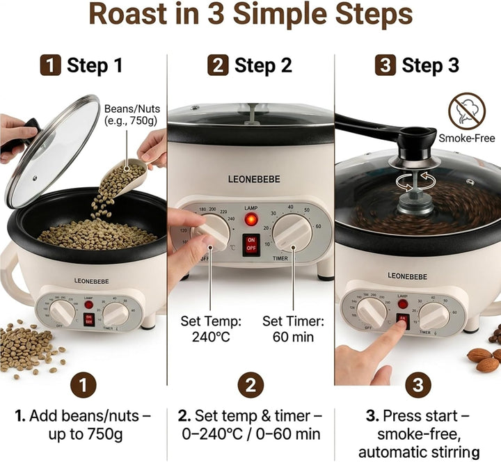 Home Kaffeeröster, röstmaschine, Haushalt Elektrischer Kaffeebohne Baker Nuss Erdnuss Cashew Kastani