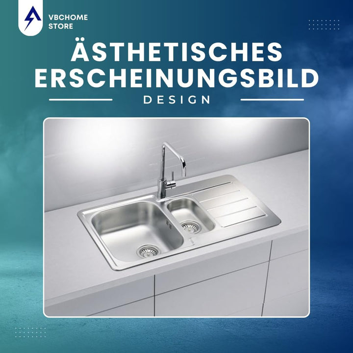 VBChome: Einbauspüle mit Hahnloch Links 790x500 mm Camping Küchenspüle - Satinstruktur Alveus Line 7