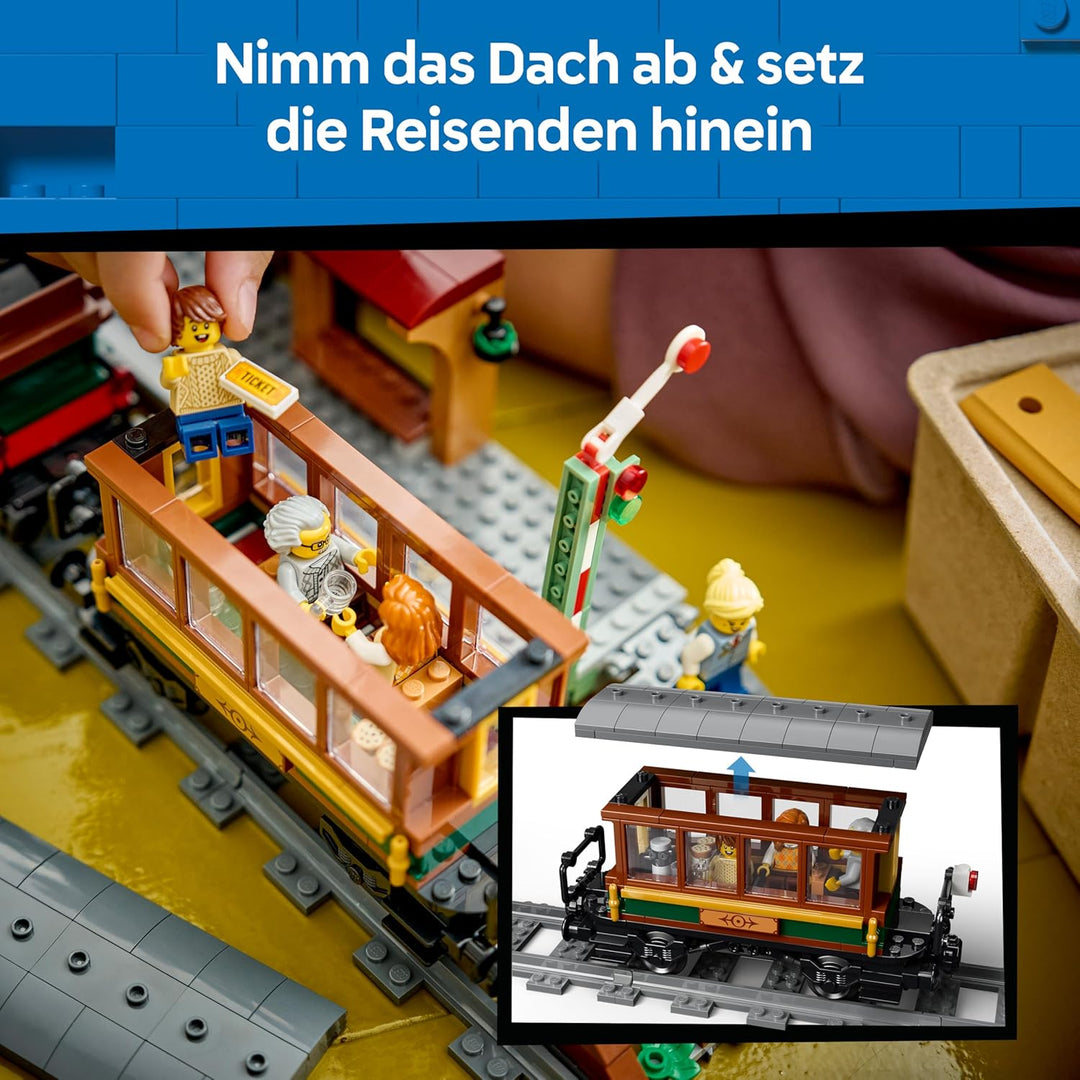 LEGO City Klassischer Dampfzug Spielzeug - STEM Modellbausatz - Set mit Bahnhof, Schienen, Führersta