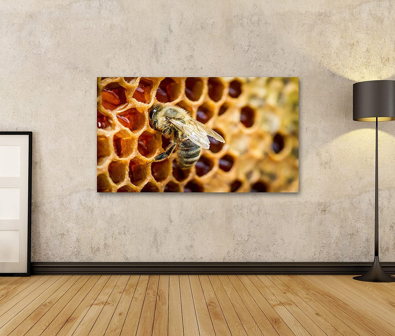 islandburner Bild auf Leinwand Bienen In Einem Bienenstock Auf Bienenwabe Bilder Wandbilder Poster L