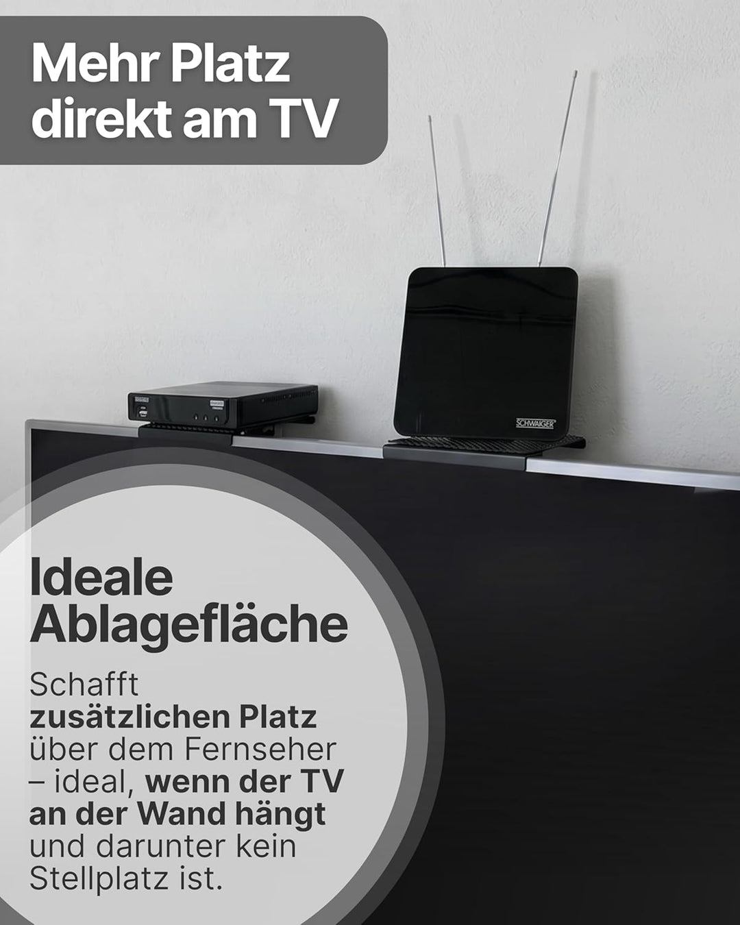SCHWAIGER 661781 TV-Regal 2er-Set Monitorständer Bildschirmregal Multimedia-Ablage TV-Topper Halteru