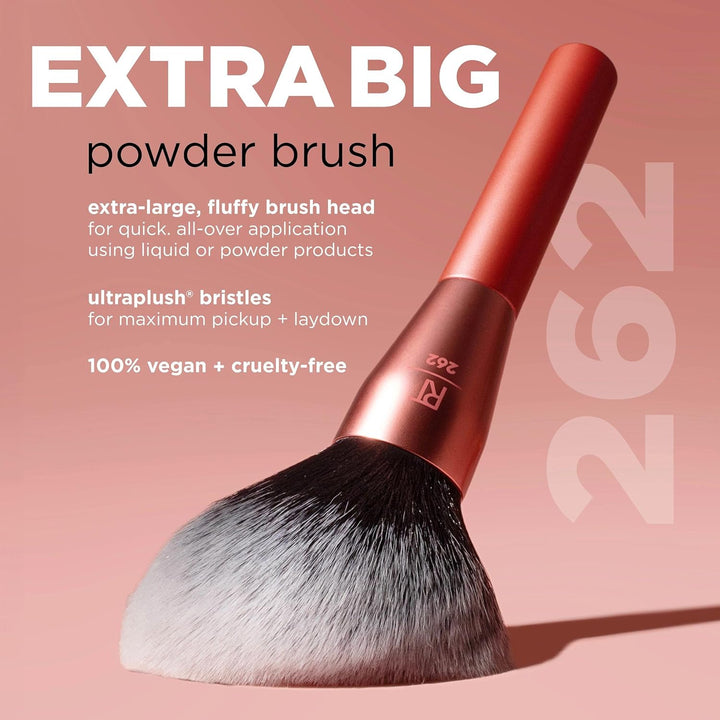 Real Techniques Extra grosser Puderpinsel, grosser Make-up-Pinsel für Puder, flauschiger Kopf für Al