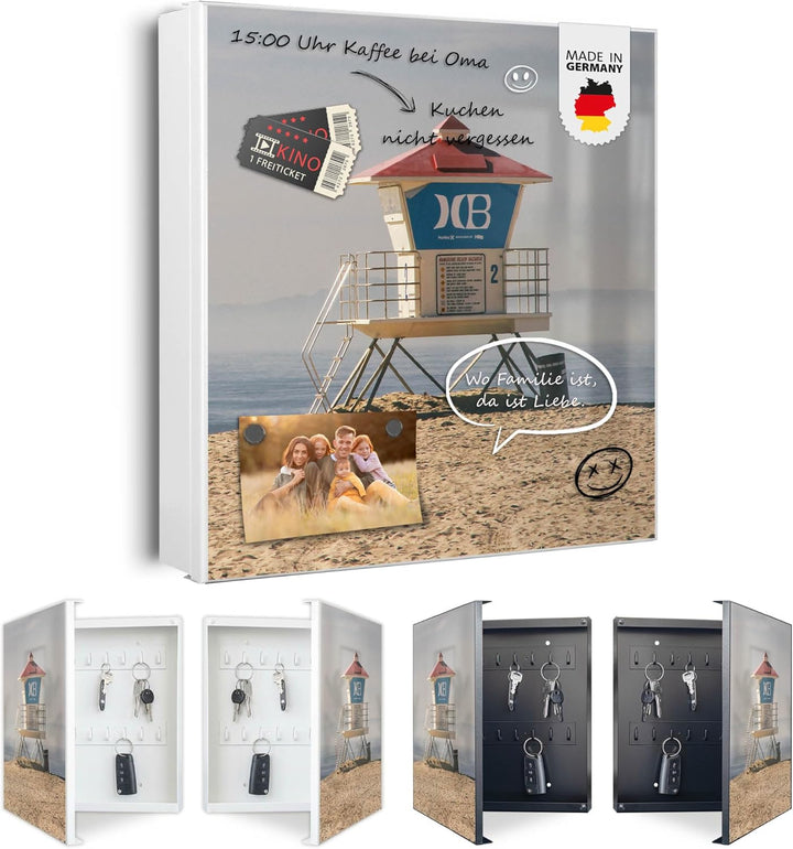 banjado Grosser Schlüsselkasten Glas - Schlüsselbox 30x30cm mit 50 Haken - Schlüsselkasten modern fü