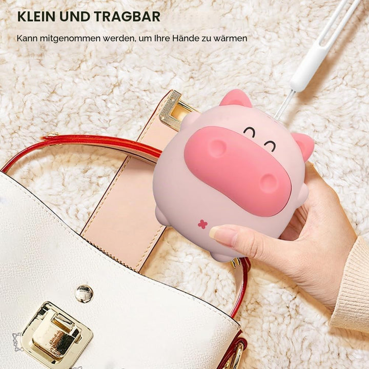 Niedlicher Schweine-Handwärmer, USB-Handwärmer mit Licht, Wiederaufladbarer Handwärmer, Elektrischer