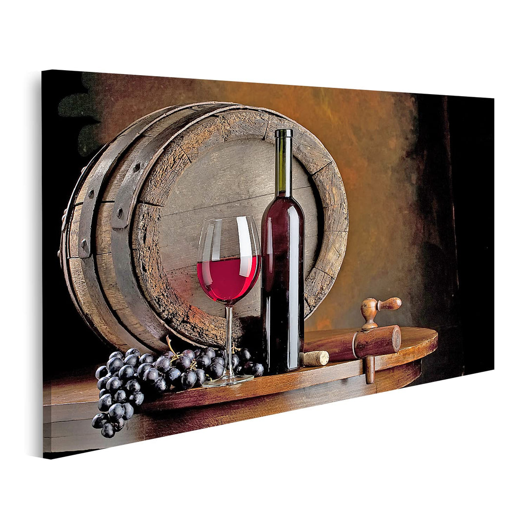 islandburner Bild auf Leinwand Wein Komposition Mit Weinfass Bilder Wandbilder Poster Leinwand 80x40