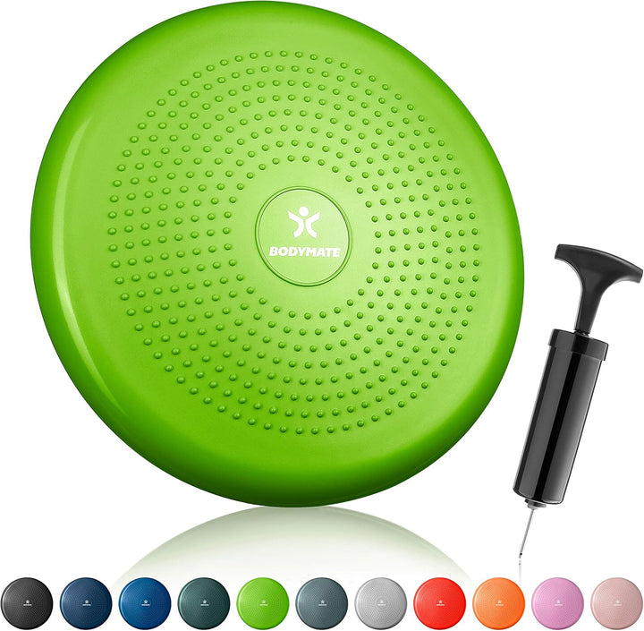 BODYMATE Ballsitzkissen inkl. Pumpe 34cm Durchmesser - Balance-Kissen, Luftkissen, Balance Pad, Nopp