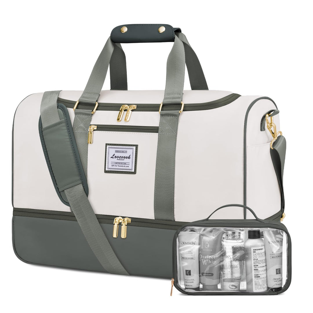 LOVEVOOK Reisetasche Sporttasche Damen, 37L Weekender Travel Bags Gym Bag mit Kulturtasche, Schuhfac