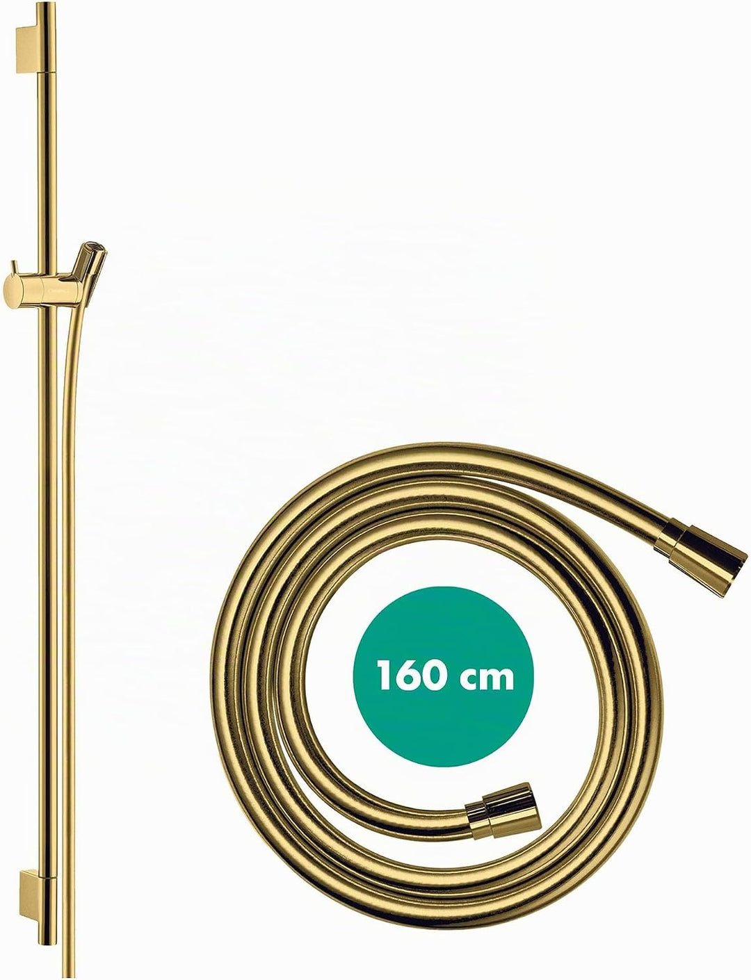 hansgrohe Duschstange Unica' S Puro 0,90m mit Brauseschlauch 1,60m, Polished Gold Optic Polished Gol