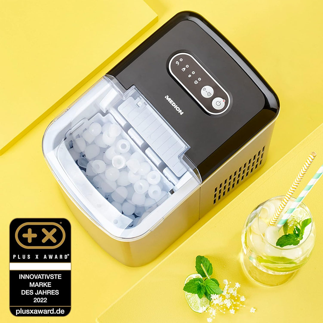 MEDION Eiswürfelmaschine (Eiswürfelbereiter, 2,2 Liter Wassertank, kurze Produktionsdauer 6-12 Minut