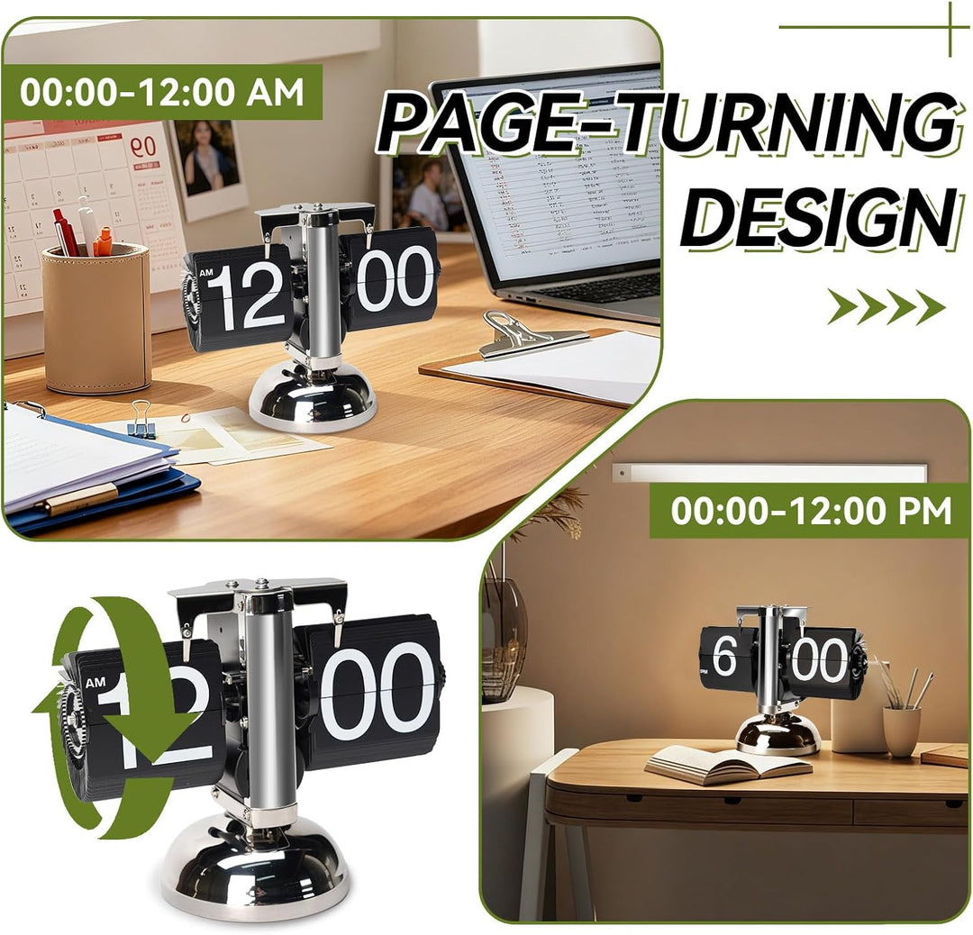 Tischuhr Vintage Retro Flip Uhr, Retro-Flip-Down-Uhr Mit GrossEn Ziffern, Tischuhr Digital Mit Batte