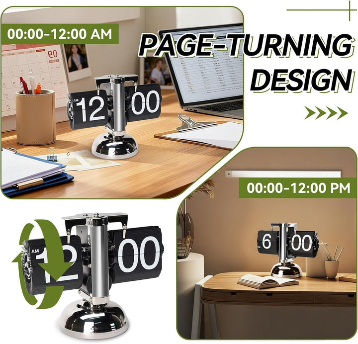 Tischuhr Vintage Retro Flip Uhr, Retro-Flip-Down-Uhr Mit GrossEn Ziffern, Tischuhr Digital Mit Batte