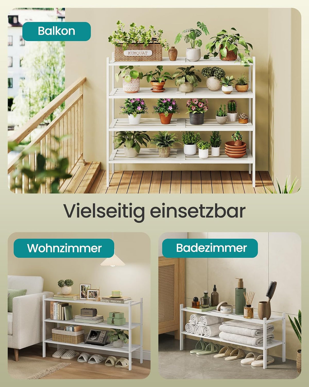 SONGMICS Schuhregal aus Bambus, Schuhablage 3 Ebenen, stapelbar, platzsparend, Regal für Flur, Wohnz