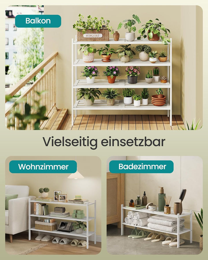 SONGMICS Schuhregal aus Bambus, Schuhablage 3 Ebenen, stapelbar, platzsparend, Regal für Flur, Wohnz