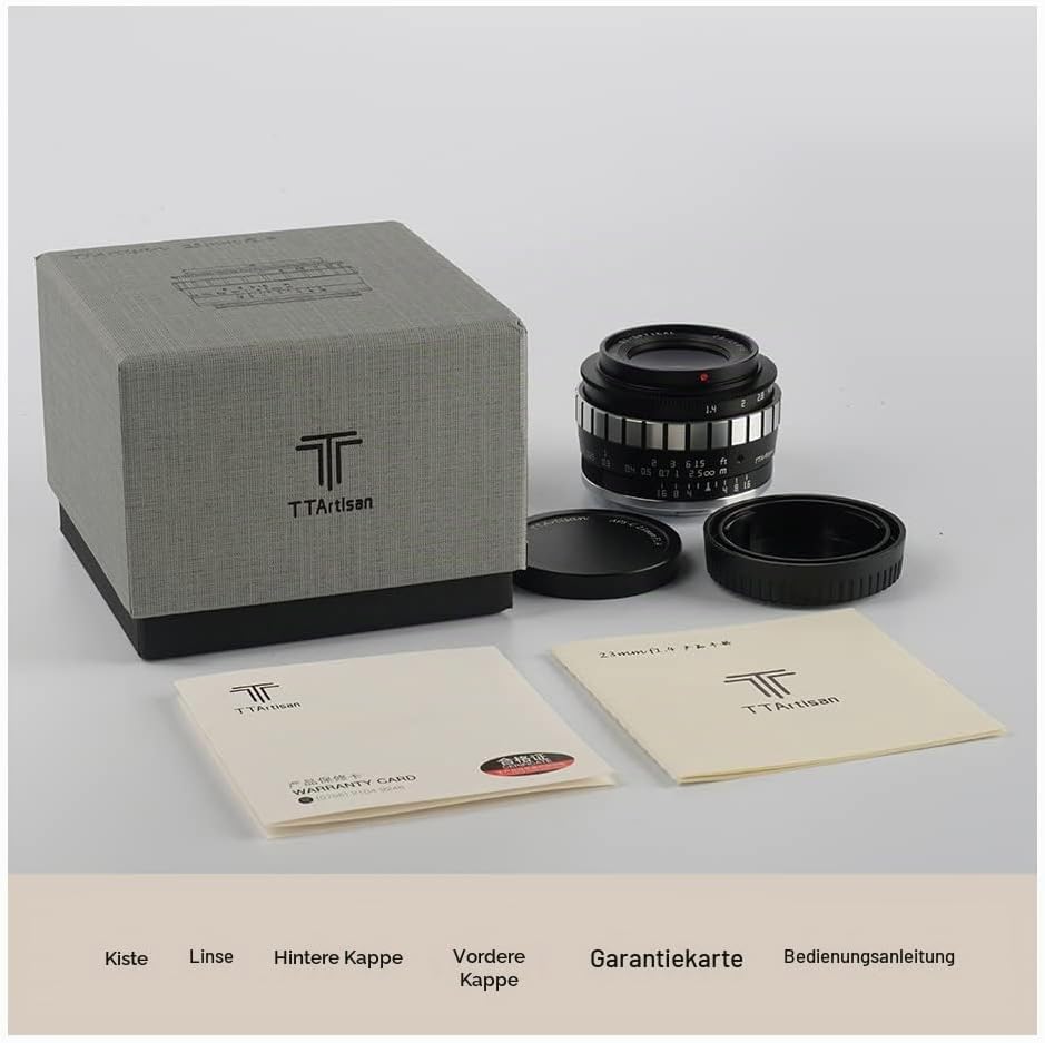 TT Artisan 23mm F/1.4 APS-C Objektiv Anschluss MFT Mount Silver manuelles Weitwinkelobjektiv für spi