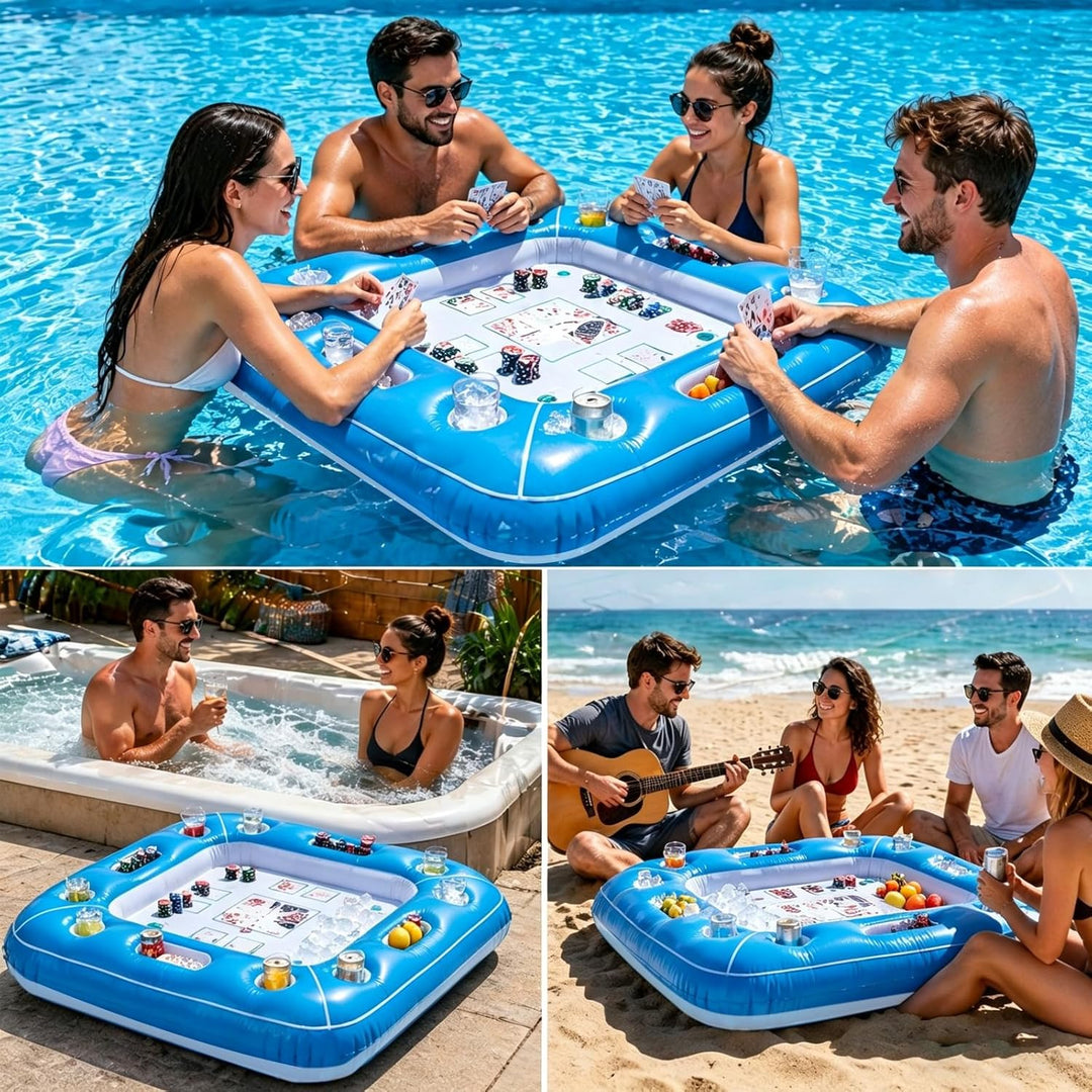 grosser schwimmender Tisch für Pool aufblasbarer schwimmender Pokertisch für Erwachsene Strand Somme