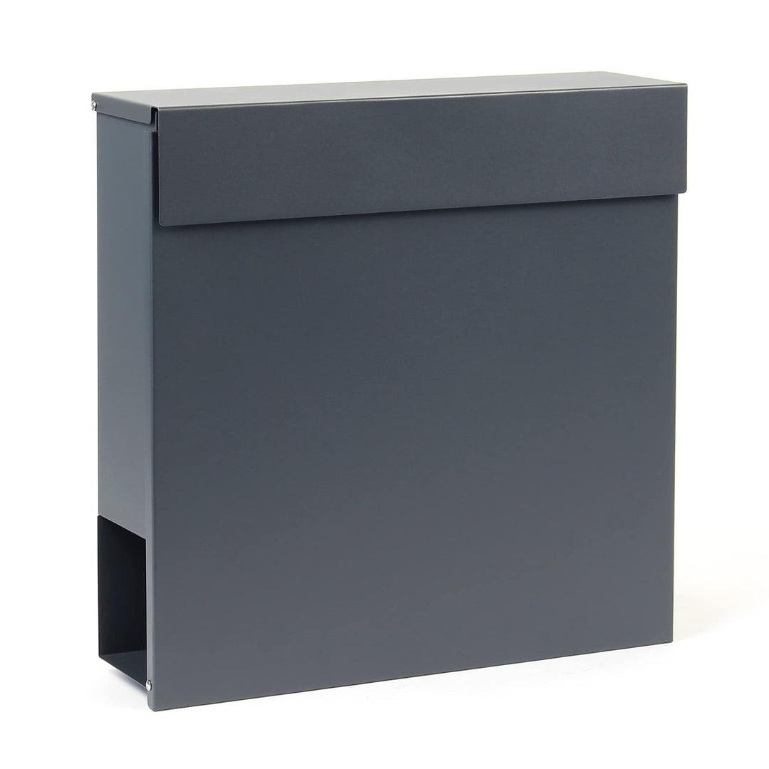 Wiltec Designer Briefkasten V49 anthrazit 370 x 105 x 370 mm, Wandbriefkasten mit Schloss und Zeitun