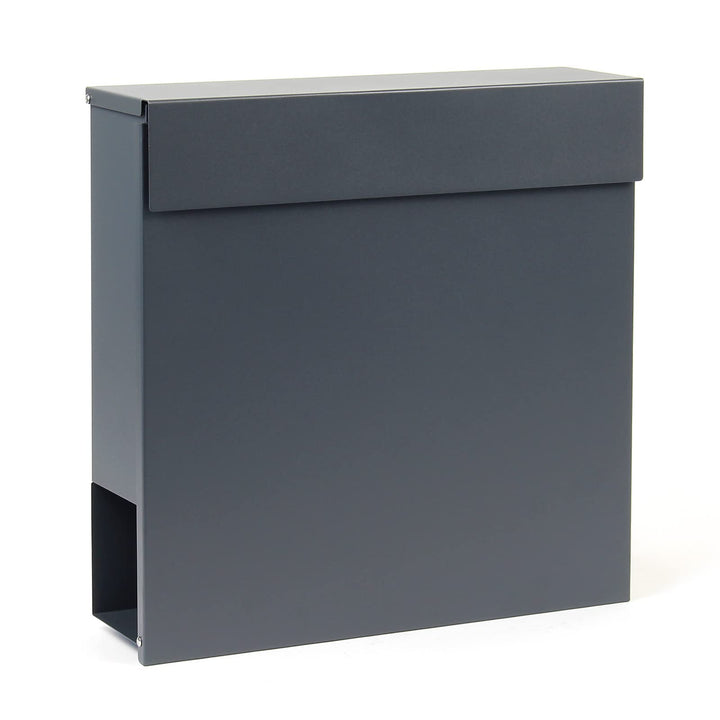 Wiltec Designer Briefkasten V49 anthrazit 370 x 105 x 370 mm, Wandbriefkasten mit Schloss und Zeitun