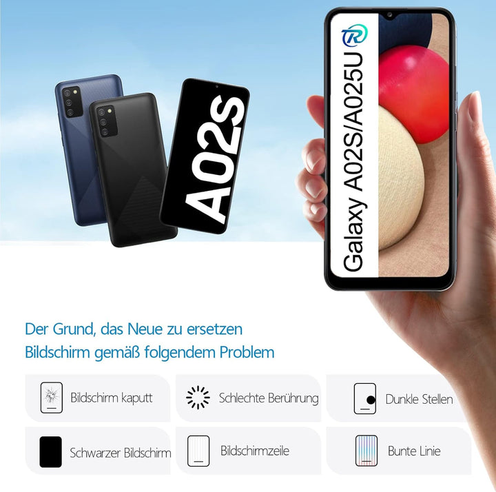 RongZy Kompatibel mit Samsung Galaxy A02S/A025U/A025A Ersatz Bildschirm LCD Display und Touchscreen-