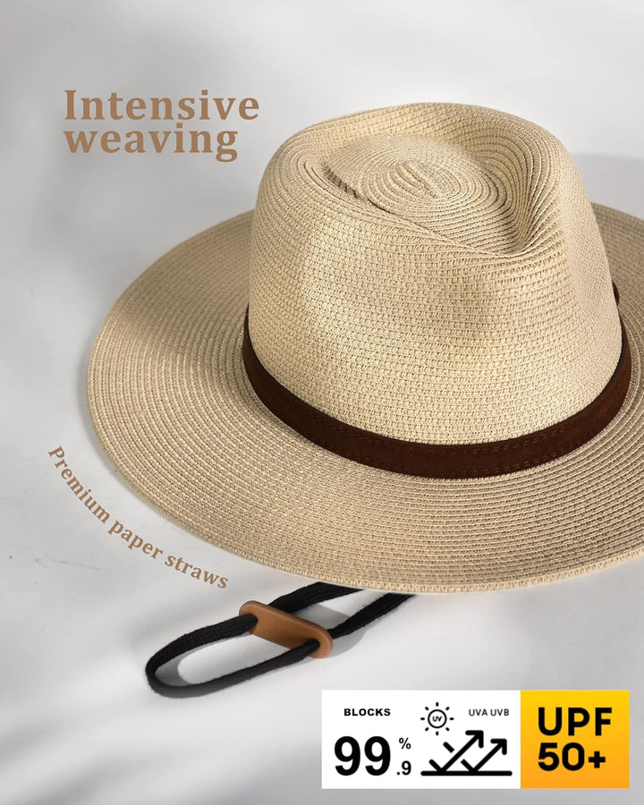 FURTALK Unisex Panamahut Breite Krempe Sonnenhut für Damen und Herren Sommerhut UV-Schutz Strandhut