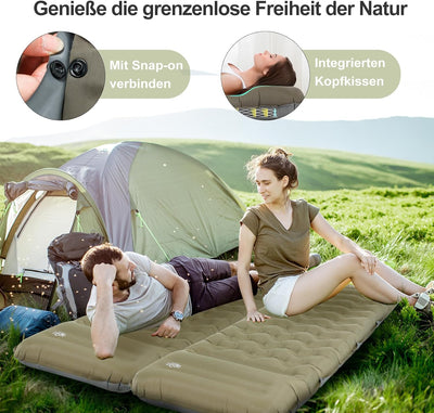 NIKYPJ Isomatte Selbstaufblasend【Benötigt Fussinflation】, 12cm Luftmatratze Camping, Aufblasbare Iso