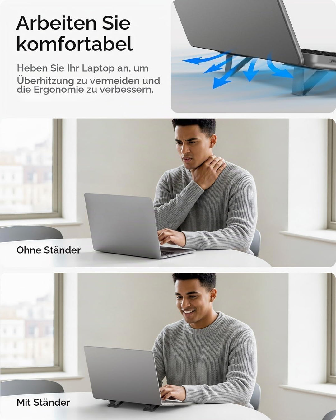 Spigen Slim Fold Laptop Ständer Höhenverstellbar [2 Stück] Selbstklebender Laptopständer, Doppelt Ve